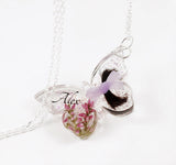 Butterfly Pendant With Hair and Flowers