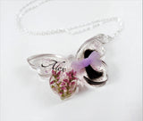 Butterfly Pendant With Hair and Flowers