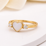 9ct Solid Gold Heart Breastmilk Ring with CZ Stones