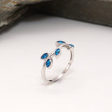 Sterling Silver Memorial Leaf Branch Ring with Ashes