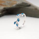Sterling Silver Memorial Leaf Branch Ring with Ashes