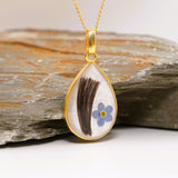 Hair Keepsake Teardrop Pendant with Forget Me Not