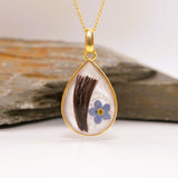 Hair Keepsake Teardrop Pendant with Forget Me Not
