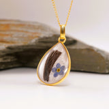 Hair Keepsake Teardrop Pendant with Forget Me Not