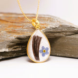 Hair Keepsake Teardrop Pendant with Forget Me Not