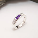 5mm Sterling Silver Memorial Ashes Ring with CZ Stones