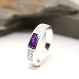 5mm Sterling Silver Memorial Ashes Ring with CZ Stones