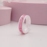 White Ceramic Inlay Ring with Ashes and Opal