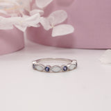 Half Band Marquise Breastmilk Keepsake Ring with Birthstone
