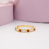 Half Band Marquise Breastmilk Keepsake Ring with Birthstone