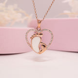 Breastmilk Baby Feet Heart Necklace