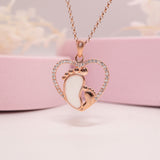 Breastmilk Baby Feet Heart Necklace