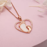 Breastmilk Baby Feet Heart Necklace