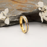 Cremation Ashes Gold Tungsten Channel Ring