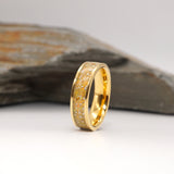 Cremation Ashes Gold Tungsten Channel Ring