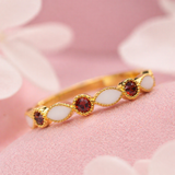 Half Band Marquise Breastmilk Keepsake Ring with Birthstone