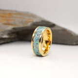 Cremation Ashes Gold Tungsten Channel Ring