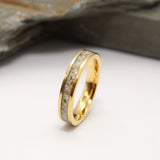 Cremation Ashes Gold Tungsten Channel Ring