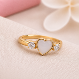 9ct Solid Gold Heart Breastmilk Ring with CZ Stones