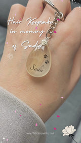 Teardrop Pendant with Hair and Paw Prints