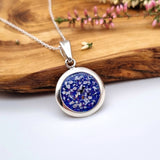 Silver Round Pendant with Ashes and Opal