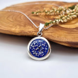 Silver Round Pendant with Ashes and Opal