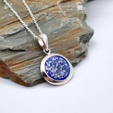 Silver Round Pendant with Ashes and Opal