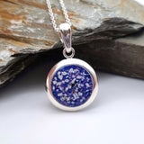 Silver Round Pendant with Ashes and Opal