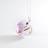 Heart Shaped Pendant with Hair and Flowers