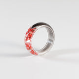 Lock of Hair Ring with Red Flowers