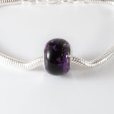 Memorial Charm with Hair and Purple Flowers
