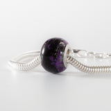 Memorial Charm with Hair and Purple Flowers
