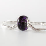 Memorial Charm with Hair and Purple Flowers