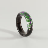 Lock of Hair Keepsake Ring with  Colourful Flowers