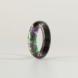 Lock of Hair Keepsake Ring with  Colourful Flowers
