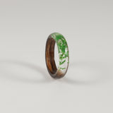 Lock of Hair Keepsake Ring with Green Flowers