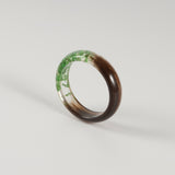 Lock of Hair Keepsake Ring with Green Flowers