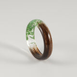 Lock of Hair Keepsake Ring with Green Flowers