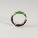 Lock of Hair Keepsake Ring with Green Flowers