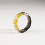 Lock of Hair Ring with Yellow Flowers