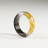 Lock of Hair Ring with Yellow Flowers