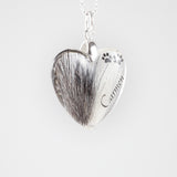 Small Heart Pendant with Hair and Paw Prints