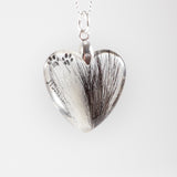 Small Heart Pendant with Hair and Paw Prints