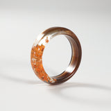 Lock of Hair Ring with Orange Flowers