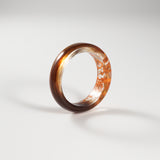Lock of Hair Ring with Orange Flowers