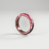 Lock of Hair Keepsake Ring with Flowers and Glitter