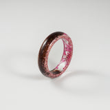 Lock of Hair Keepsake Ring with Flowers and Glitter
