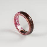 Lock of Hair Keepsake Ring with Flowers and Glitter