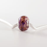 Memorial Charm with Hair and Purple Flowers