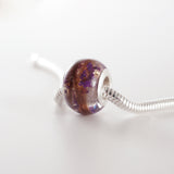 Memorial Charm with Hair and Purple Flowers